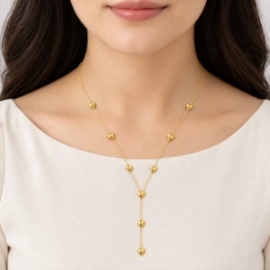 Anti Tarish Heart Charm Y-Lariat Necklace for Women