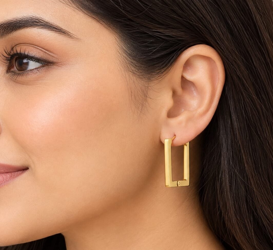 Anti Tarnish Square Ear Hooks Vedafinery