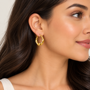 vedafinery anti tarnish twisted gold hoop earrings