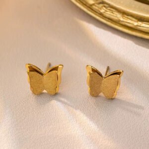 Golden Butterfly Stud Earrings for Women