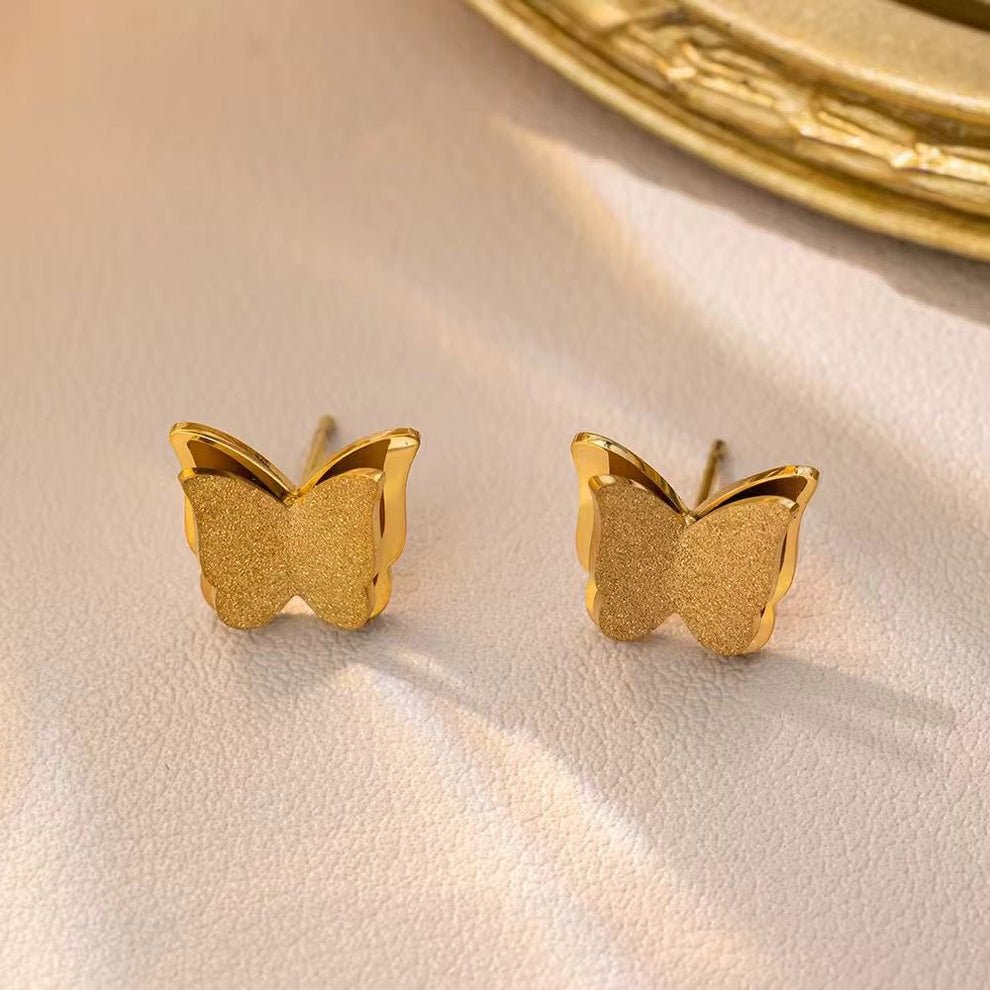 Golden Butterfly Stud Earrings for Women