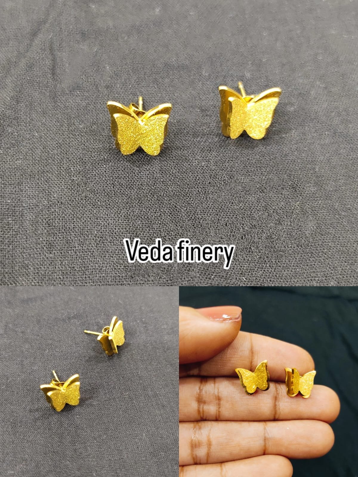 Golden Butterfly Stud Earrings for Women