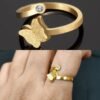 Golden Butterfly Crystal Adjustable Ring