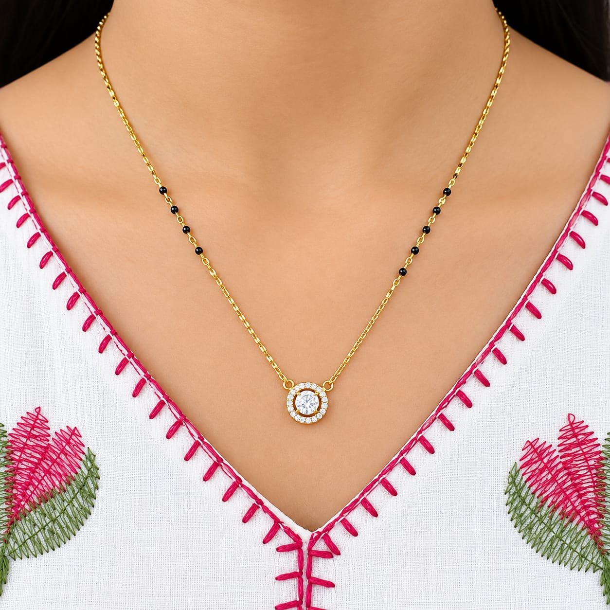 Anti-Tarnish Black Beads Waterproof Daily Use Mangalsutra