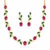 Emerald Tulip Vine Necklace Set with green stones and matching earrings