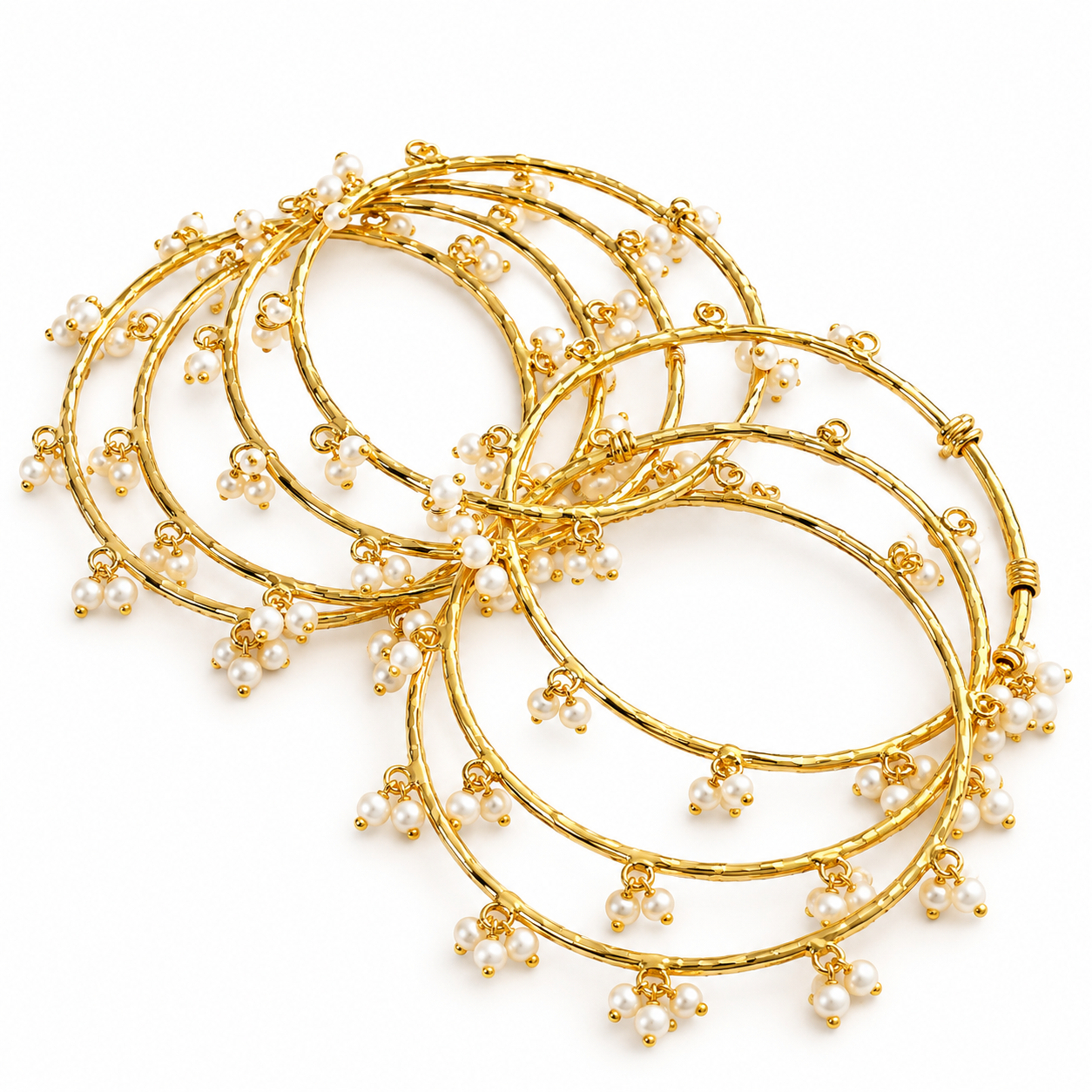 Pearl Adjustable Bangles for Women – Water & Sweat Proof Anti-Tarnish Jewellery