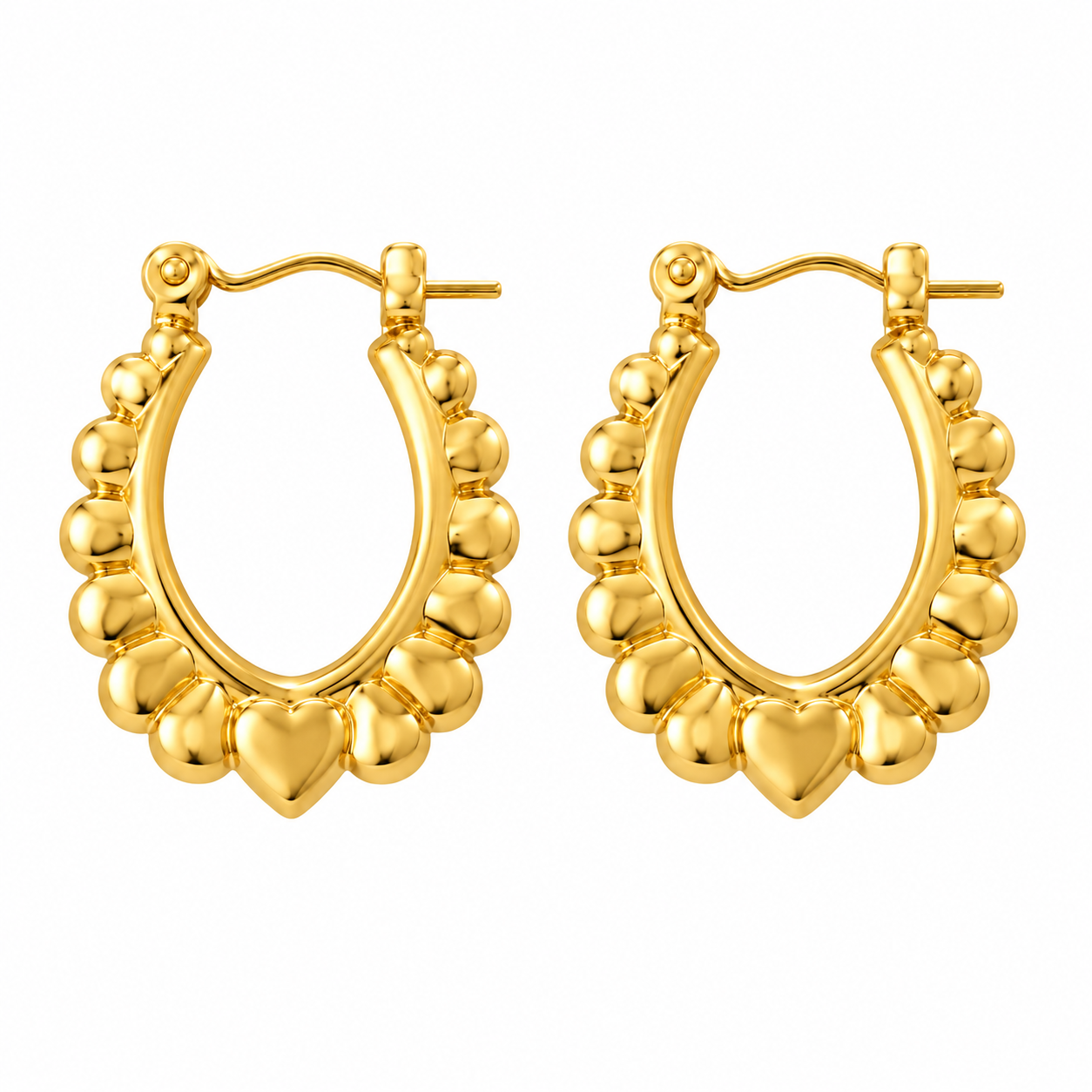 Veda Finery elegant gold beaded heart hoop earrings for women