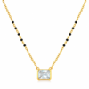 Golden Radiance Solitaire Mangalsutra with rectangular crystal pendant and black beads