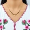 Golden Heart Charm Anti Tarnish Black Bead Necklace for Women