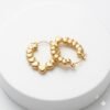 Stainless Steel Anti Tarnish Golden Beaded Hoop Earrings for Women