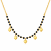 Golden Heart Charm Black Bead Necklace for Women