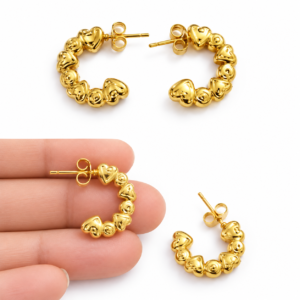 Golden Love Loop Heart Hoop Earrings for Women