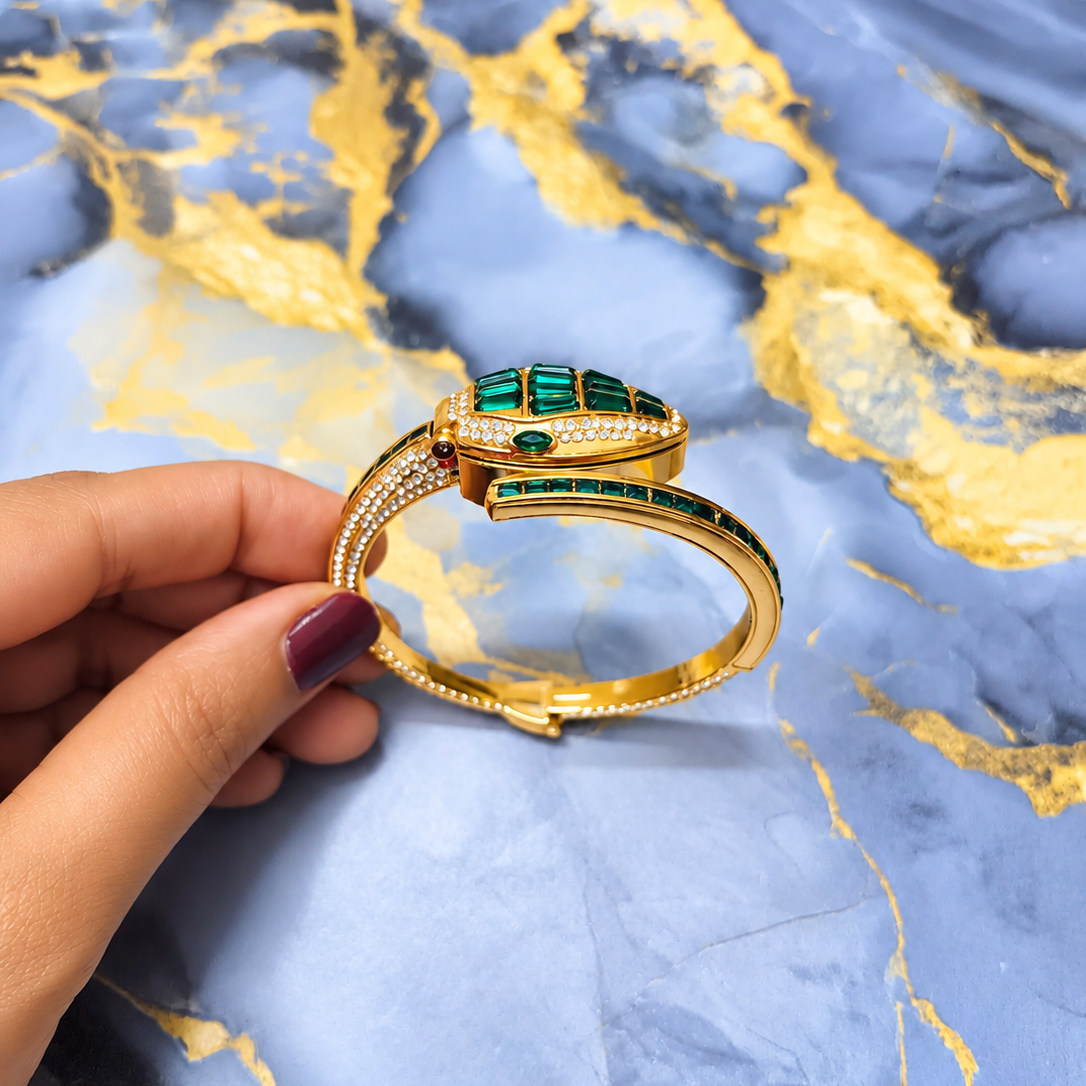 Emerald Serpent Luxe Watch for Women Emerald Serpent Luxe Watch for Women with Green Crystals, Sparkling White Stones and Gold-Tone Bracelet