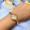Golden Clover Luxe Watch for Women with Gold-Tone Bracelet and Sparkling Crystal Clover Dial